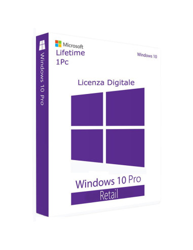 Windows Microsoft 10 Pro Retail 32 64 Bit Licenza Digitale 1 Pc Multilingua
